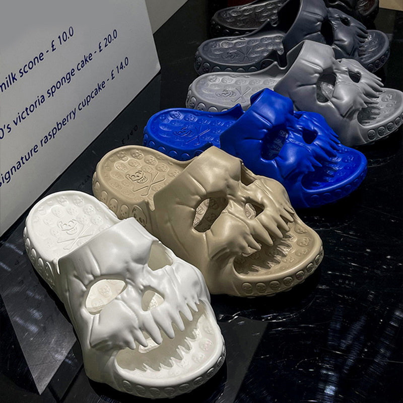 Personalized Skull Design Halloween Slippers Bathroom Indoor Outdoor Funny Slides Beach Shoes  Bathroom Accessories  The Khan Shop