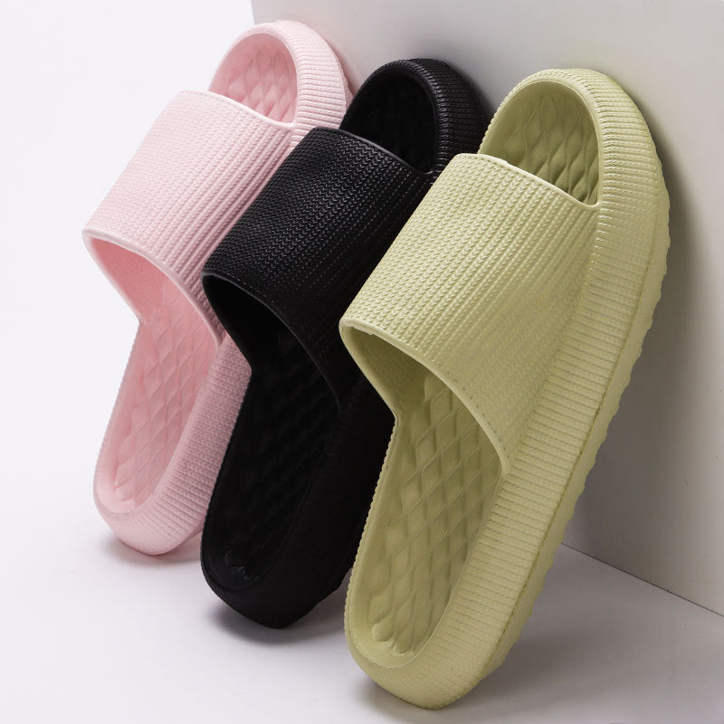 Summer EVA Slippers Solid Color Rhombus Stripe Anti-slip Slippers New Women's Home Shoes The Khan Shop