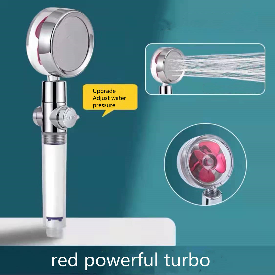 Shower Head Water Saving Flow 360 Degrees Rotating  Bathroom Accessories Adjustable-red The Khan Shop