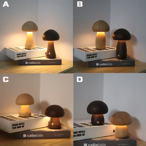 INS Wooden Cute Mushroom LED Night Light With Touch Switch  Bedside Table Lamp The Khan Shop