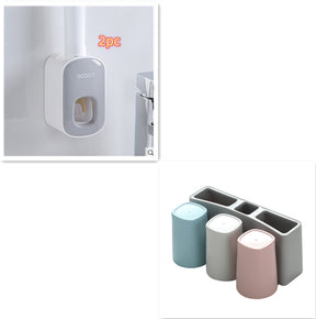 Wall Mounted Automatic Toothpaste Holder Bathroom Accessories Set Dispenser  Bathroom Accessories Grey2PC-Three-cups The Khan Shop