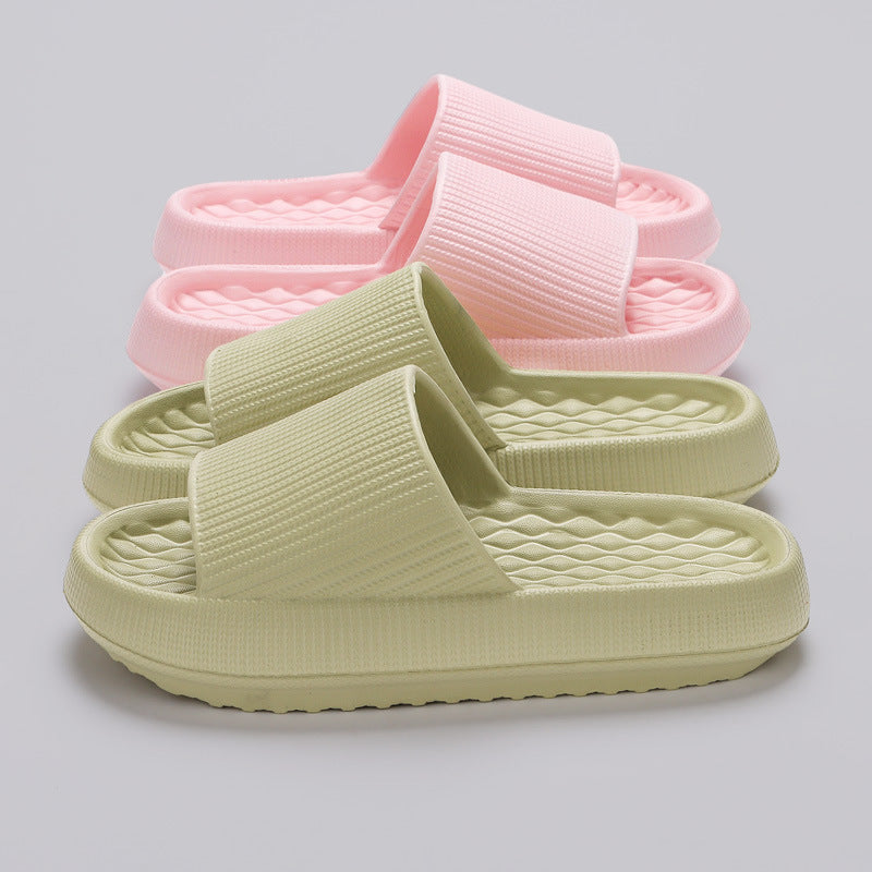 Summer EVA Slippers Solid Color Rhombus Stripe Anti-slip Slippers New Women's Home Shoes The Khan Shop