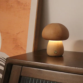 INS Wooden Cute Mushroom LED Night Light With Touch Switch  Bedside Table Lamp The Khan Shop