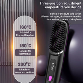 2 In 1 Straight Hair Comb Wireless Hair Straightener Brush The Khan Shop