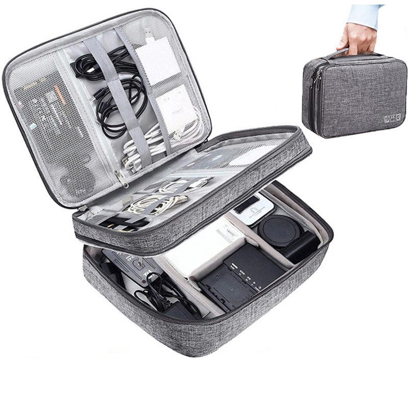Electronics Organizer Travel Cable Organizer Bag Waterproof  Portable Storage Gray The Khan Shop