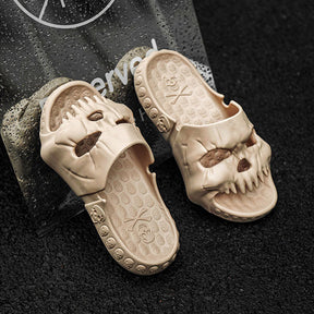 Personalized Skull Design Halloween Slippers Bathroom Indoor Outdoor Funny Slides Beach Shoes  Bathroom Accessories  The Khan Shop