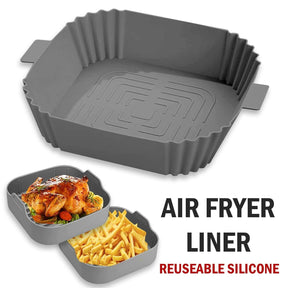 Air Fryer Silicone Pot Basket Liners Non-Stick Safe Oven  oven Gray The Khan Shop