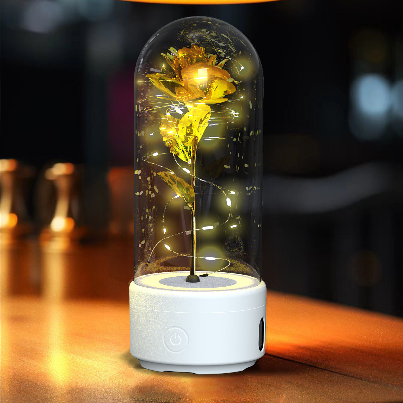 Creative 2 In 1 Rose Flowers LED Light And Bluetooth Speaker Valentine's Day The Khan Shop