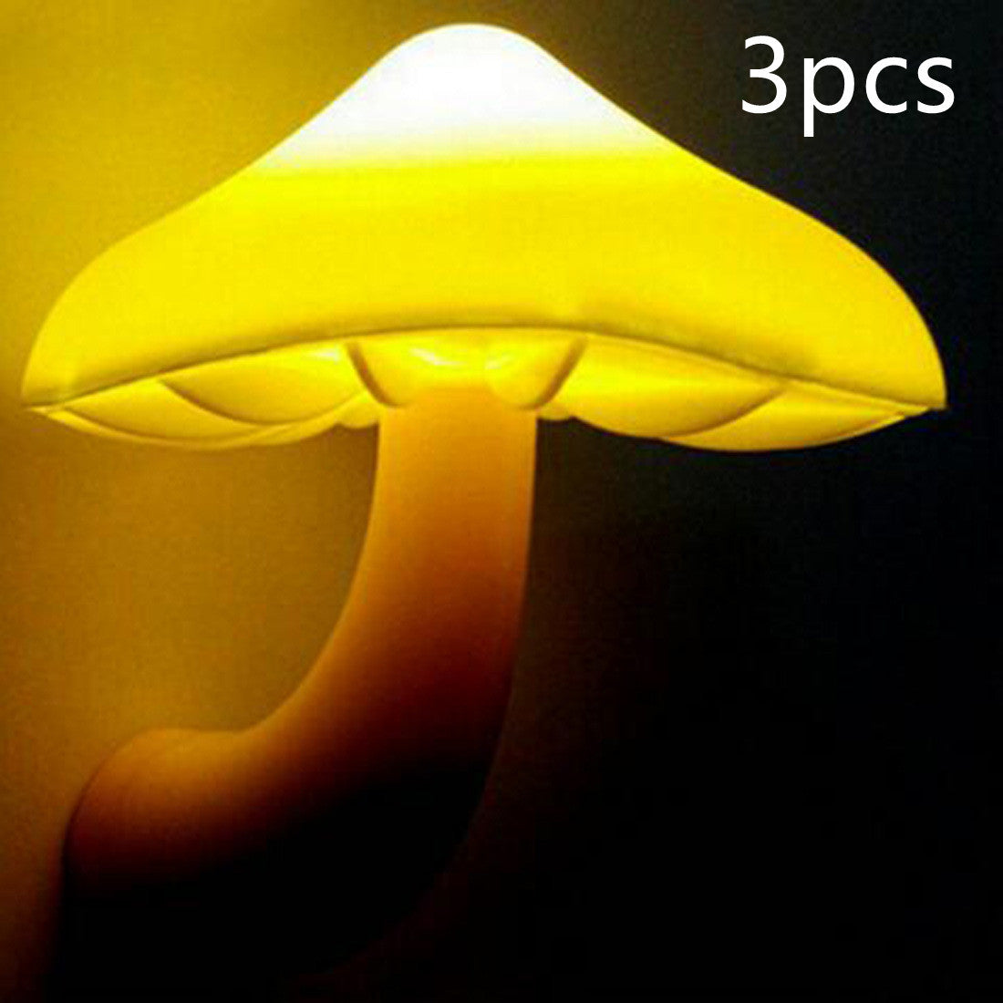 LED Night Light Mushroom Wall Socket Lamp  Wall Decoration Mushroom-US-Yellow-3pcs The Khan Shop