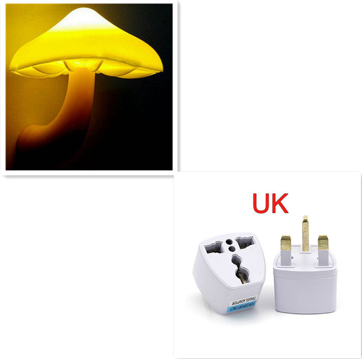 LED Night Light Mushroom Wall Socket Lamp  Wall Decoration Mushroom-UK-Yellow The Khan Shop