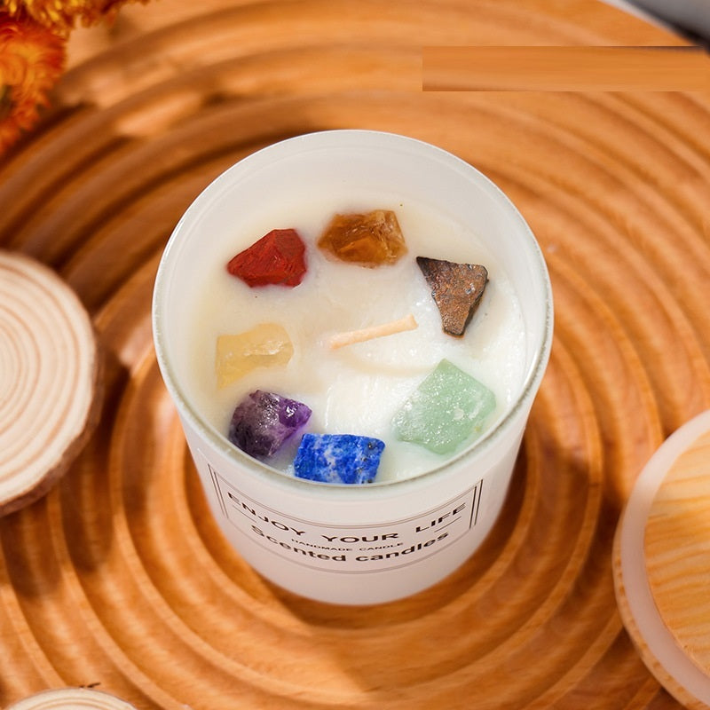 Natural Crystal Stone Aromatherapy Candle Soy Wax The Khan Shop