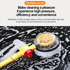 Car Wash Brush Cleaning Kit 360 Rotating Car Mop Microfiber Car Cleaning Brush Detachable Retractable Brush Garden Hose Nozzle