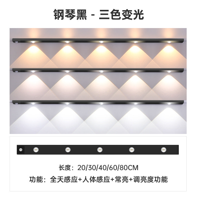 Smart Led Human Body Induction Lamp Ultra-thin Cat&amp;#039;s Eye Hill Lamp Strip Rechargeable Self-adhesive Wardrobe Wine Cabinet Cabinet Lamp Belt